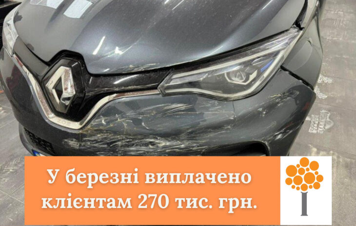  СК «Рідна» у березні виплатила понад 270 тис. грн. страхових відшкодувань